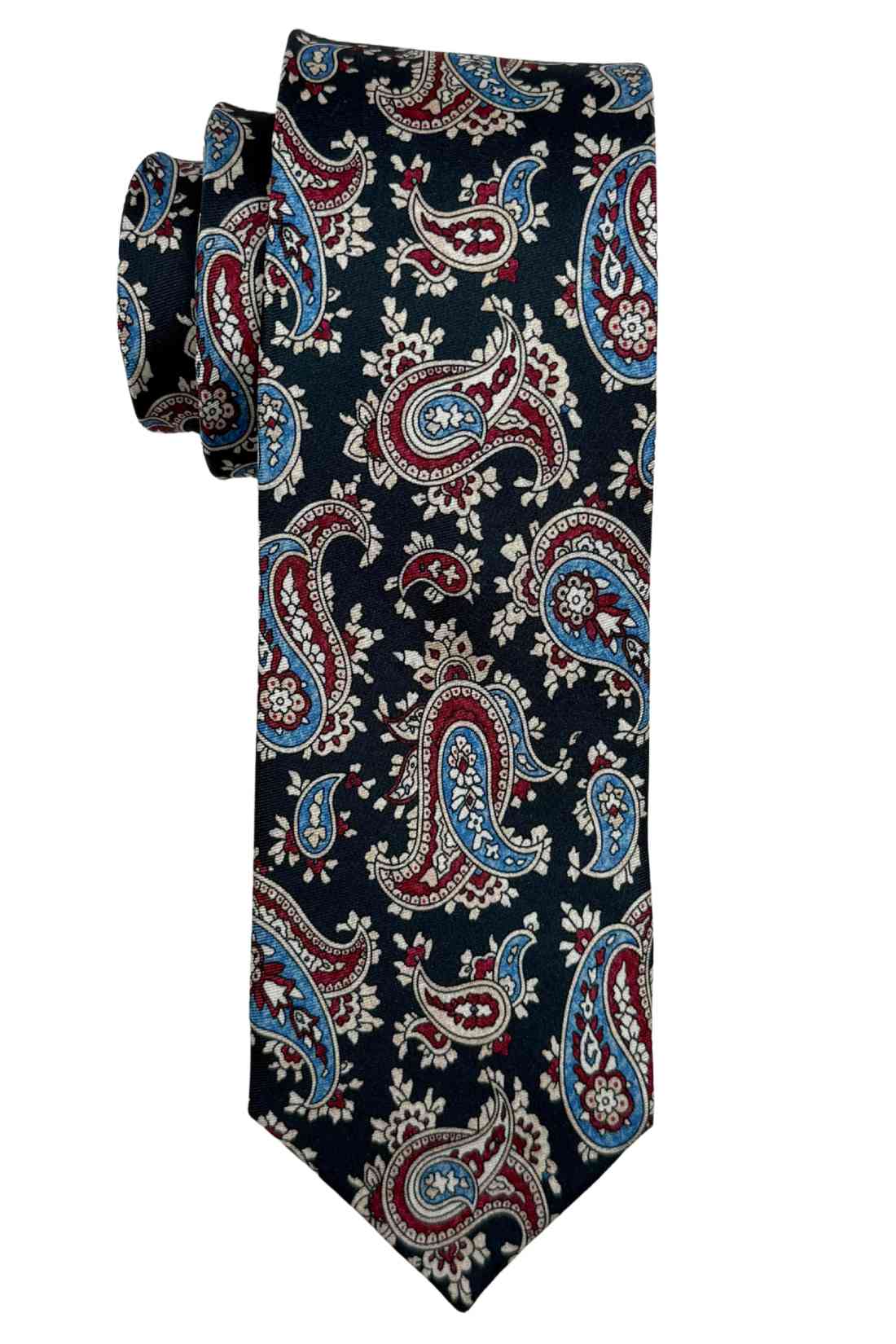 Navy Blue Paisley 100% Silk Necktie Β Classic Formal & Occasion Wear