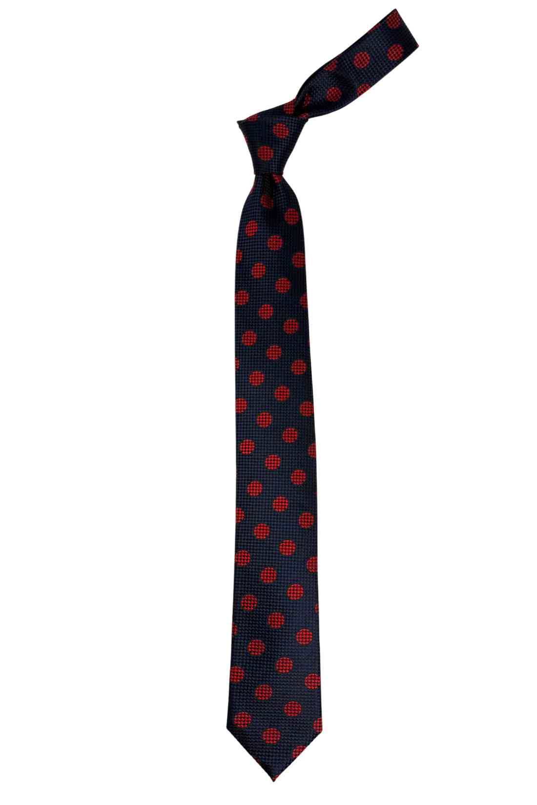 Navy Blue Base with Red Polka Dot Silk Necktie Β Formal & Business Wear Tie