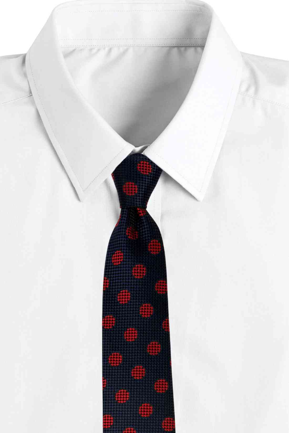 Navy Blue Base with Red Polka Dot Silk Necktie Β Formal & Business Wear Tie