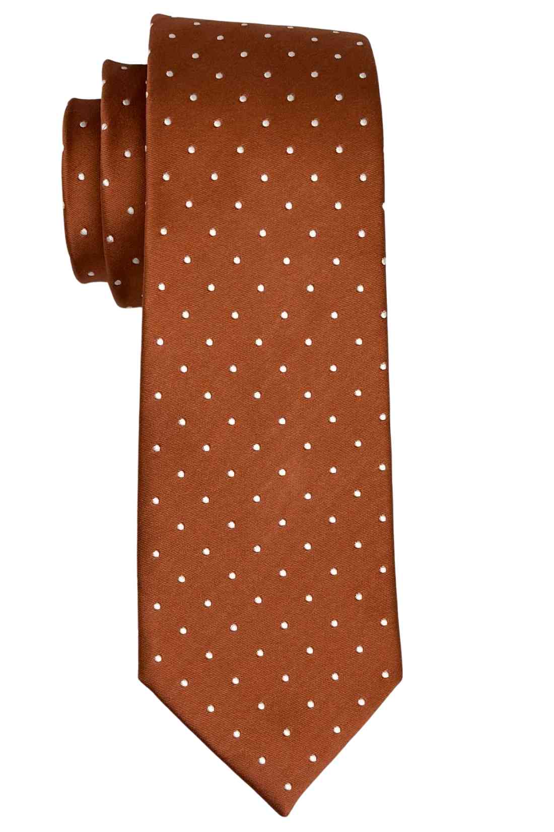 Rust Brown Polka Dot Silk Necktie Β Formal & Business Wear Tie
