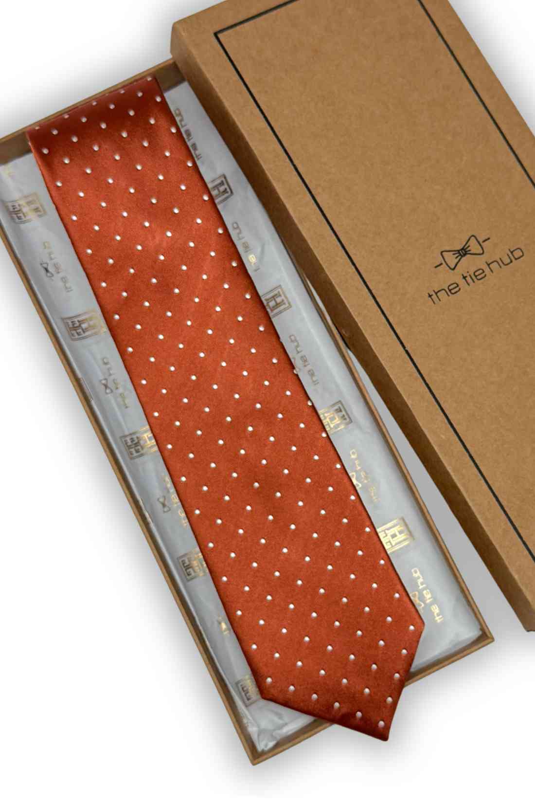 Rust Brown Polka Dot Silk Necktie ย Formal & Business Wear Tie