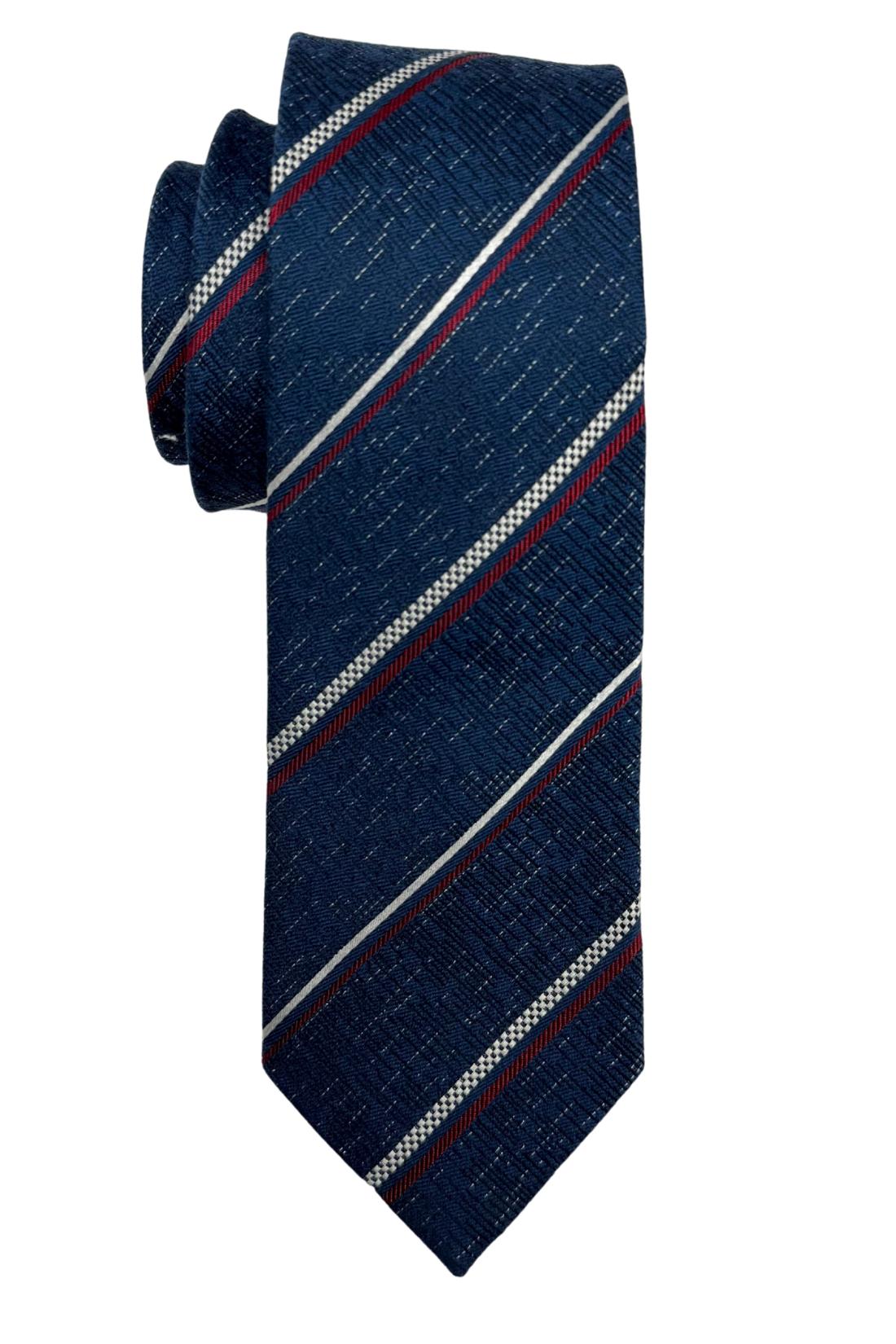 Navy Blue Striped Formal Wear Silk Necktie