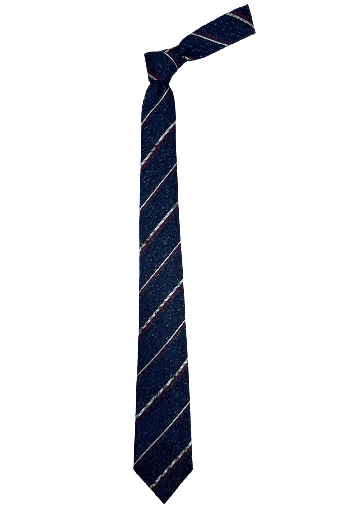 Navy Blue Striped Formal Wear Silk Necktie