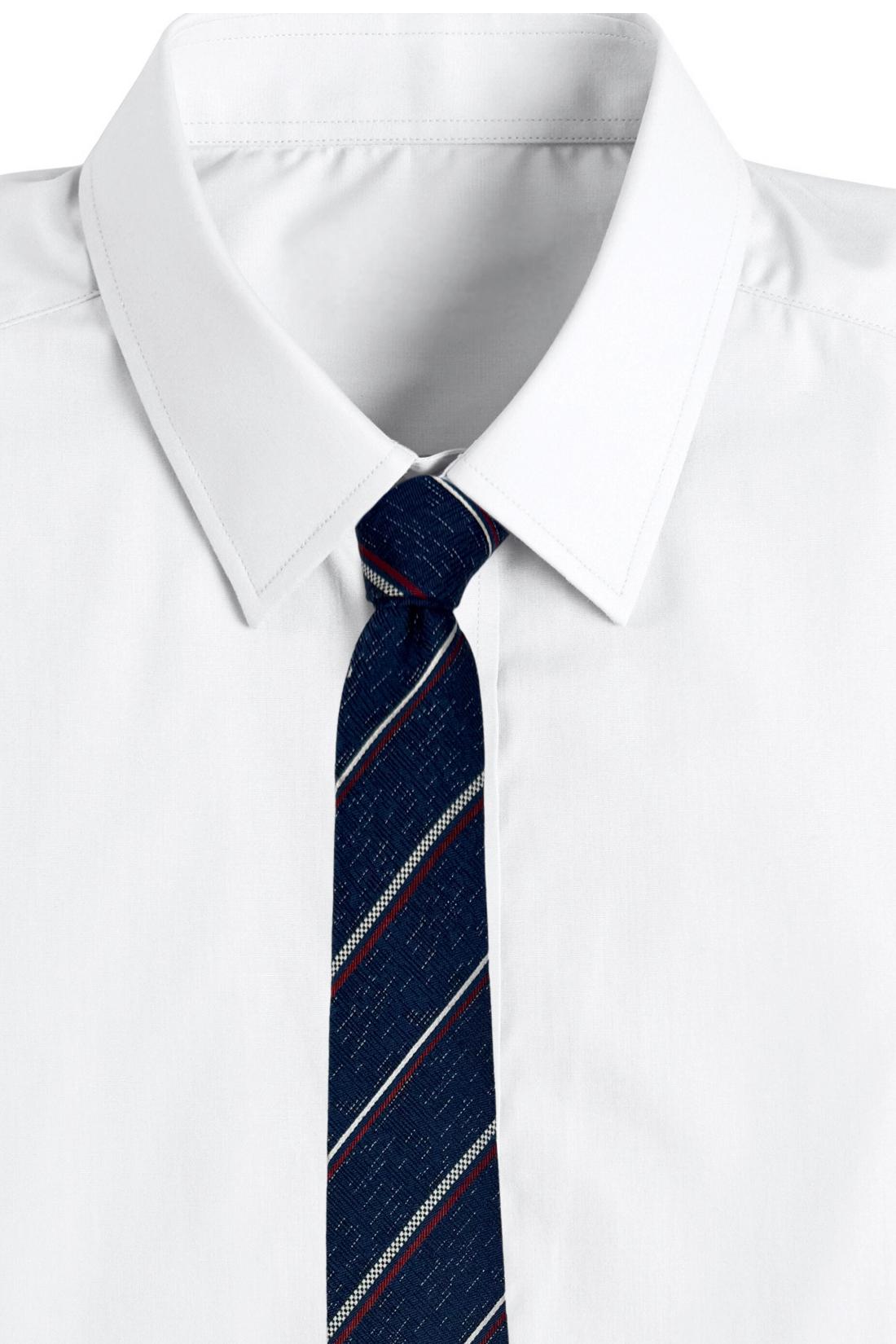 Navy Blue Striped Formal Wear Silk Necktie