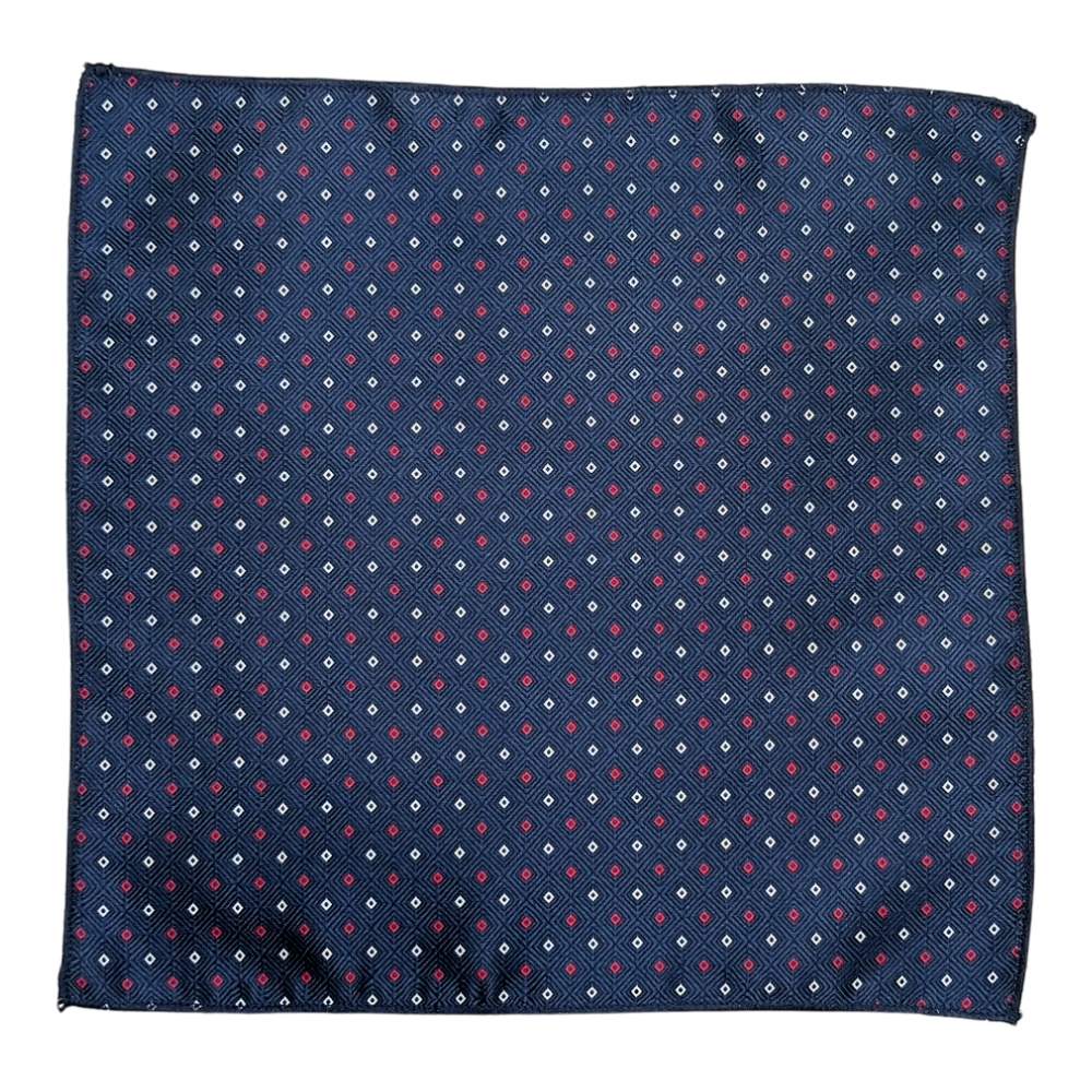 Navy Blue GeometricMicrofiber Necktie Pocket Square Combo
