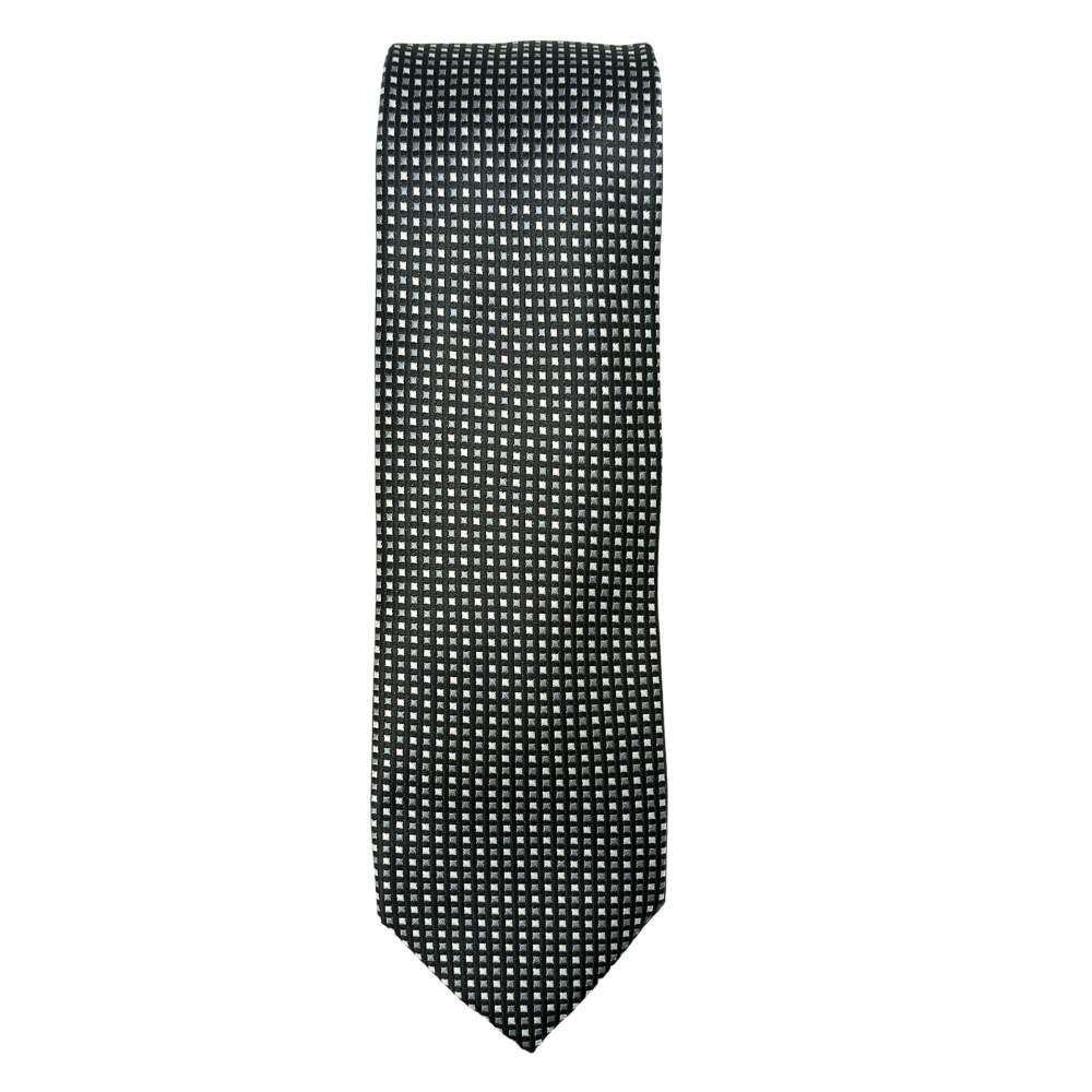 Black GeometricMicrofiber Necktie Pocket Square Combo