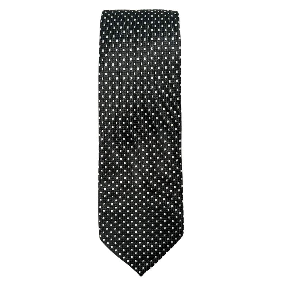 Black GeometricMicrofiber Necktie Pocket Square Combo