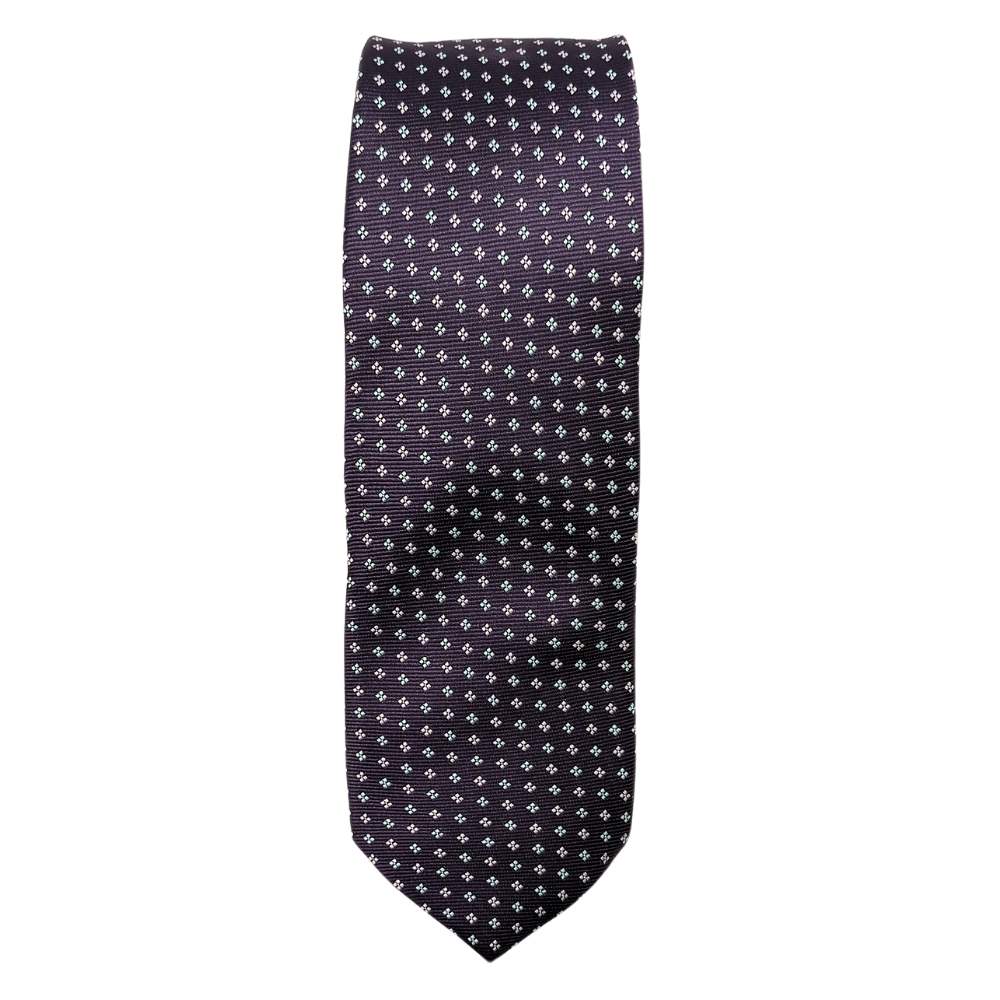 Purple GeometricMicrofiber Necktie Pocket Square Combo