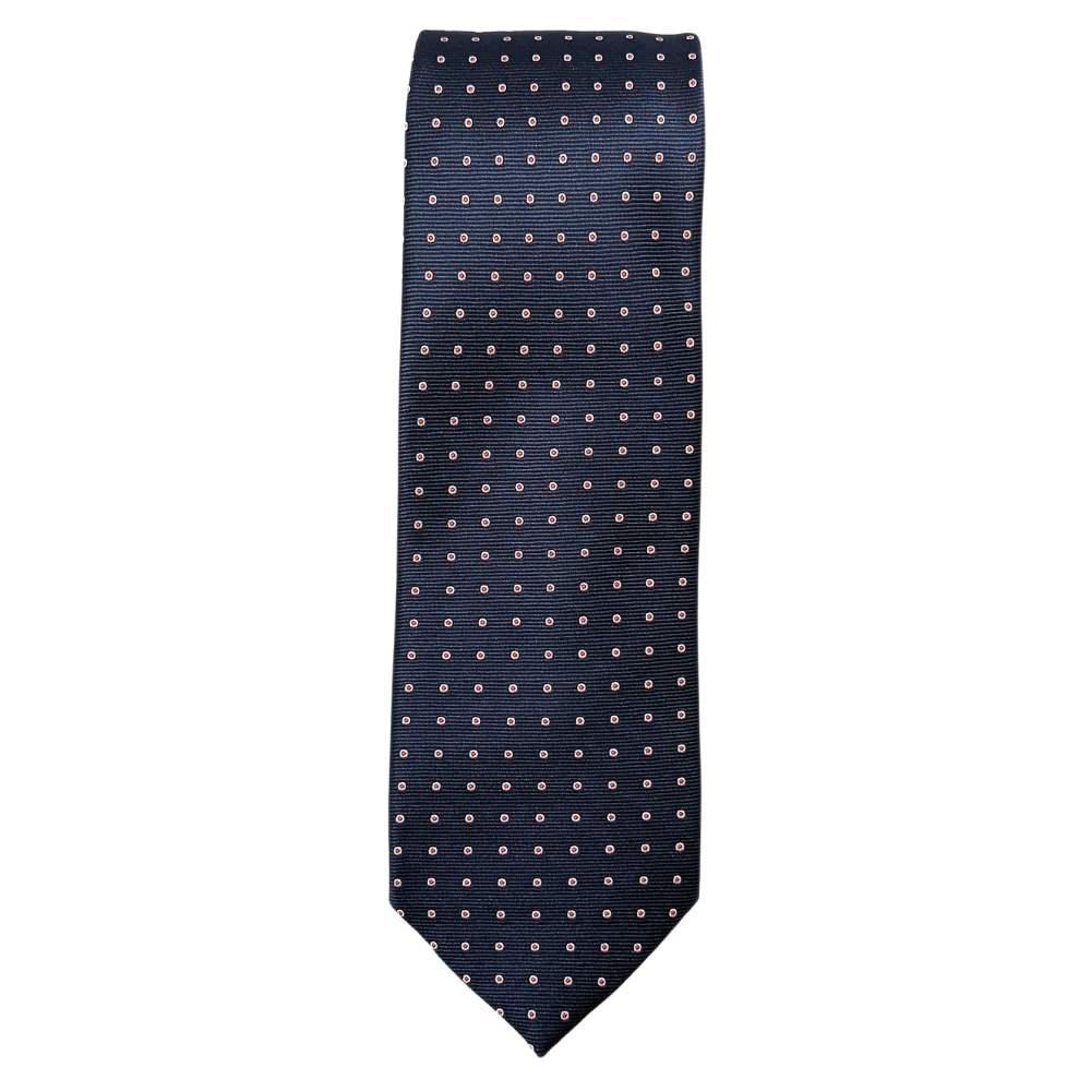 Navy Blue Red PolkaMicrofiber Necktie Pocket Square Combo