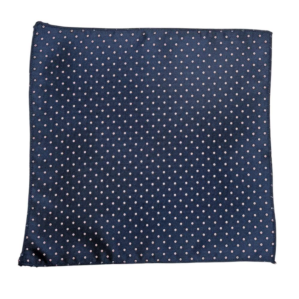 Navy Blue Red PolkaMicrofiber Necktie Pocket Square Combo