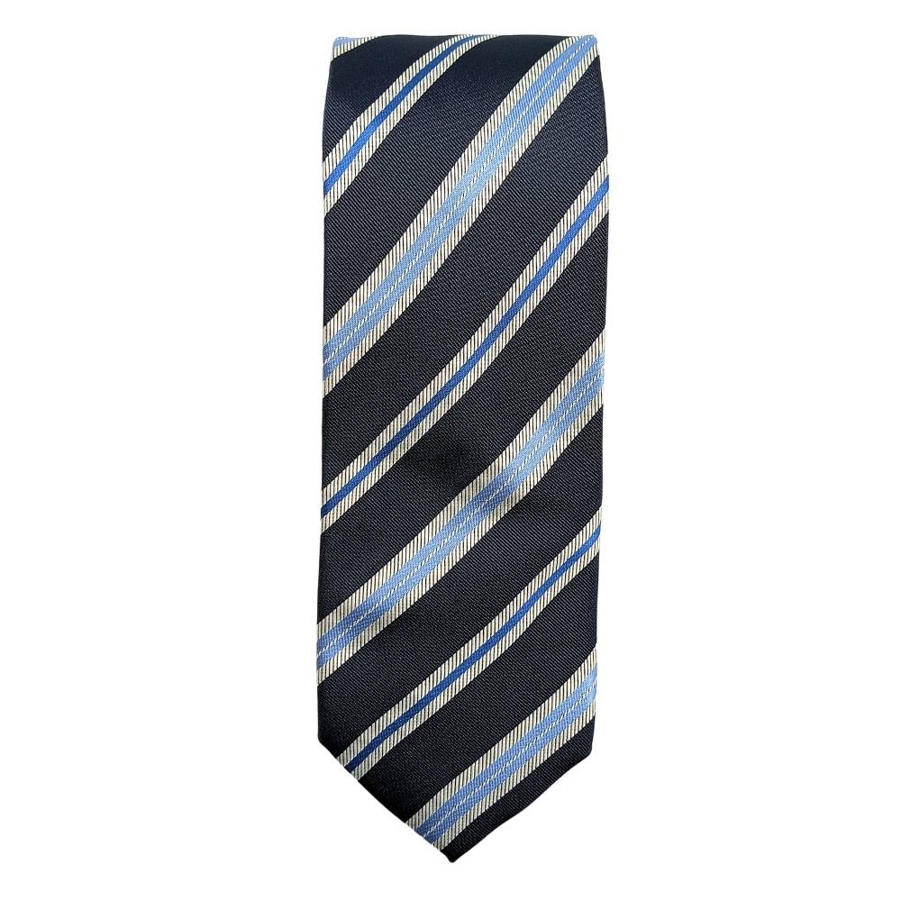 Blue StripedMicrofiber Necktie Pocket Square Combo