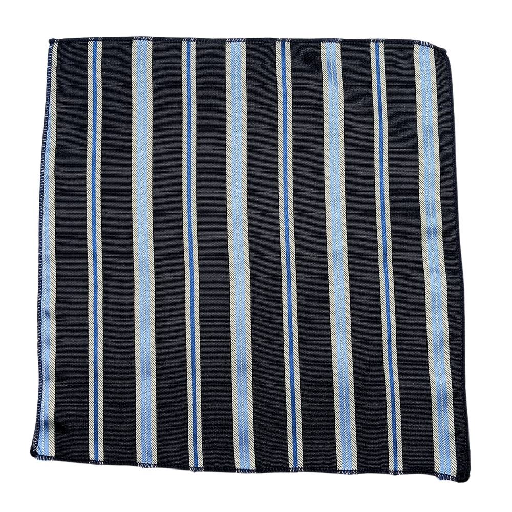 Blue StripedMicrofiber Necktie Pocket Square Combo