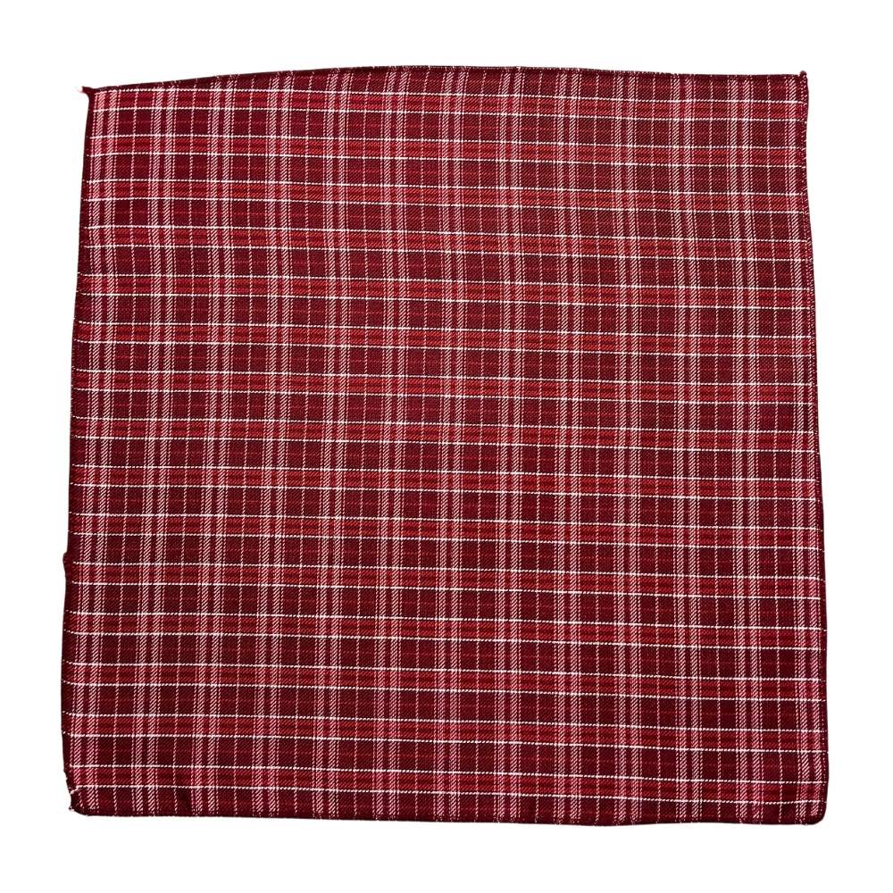 Maroon & White Microfiber Necktie & Pocket Square Gift Set Checkered Design