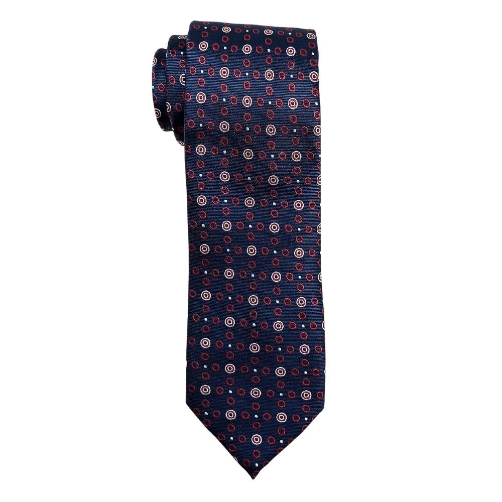 Navy Blue Necktie & Pocket Square Gift Set Microfiber Geometric Design