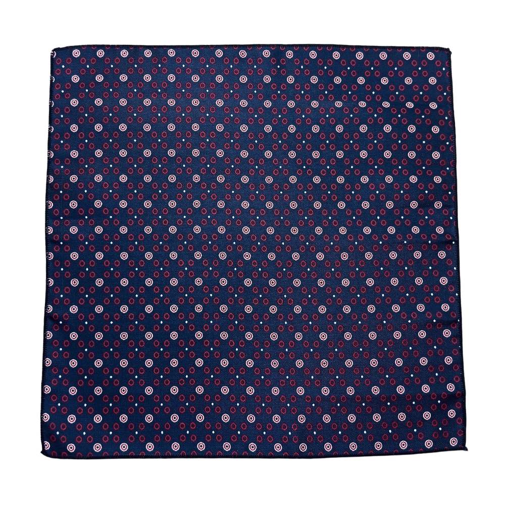 Navy Blue Necktie & Pocket Square Gift Set Microfiber Geometric Design