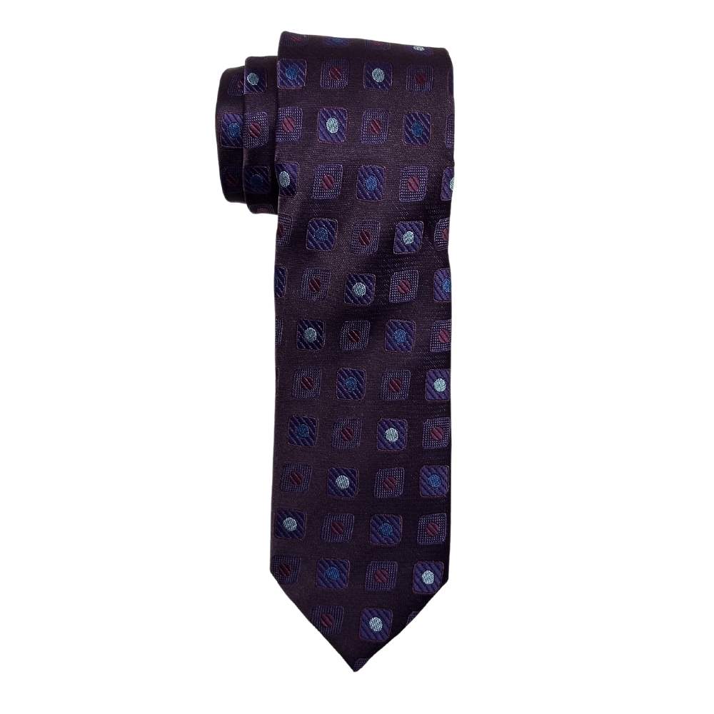 Purple Necktie & Pocket Square Gift Set Microfiber Geometric Design