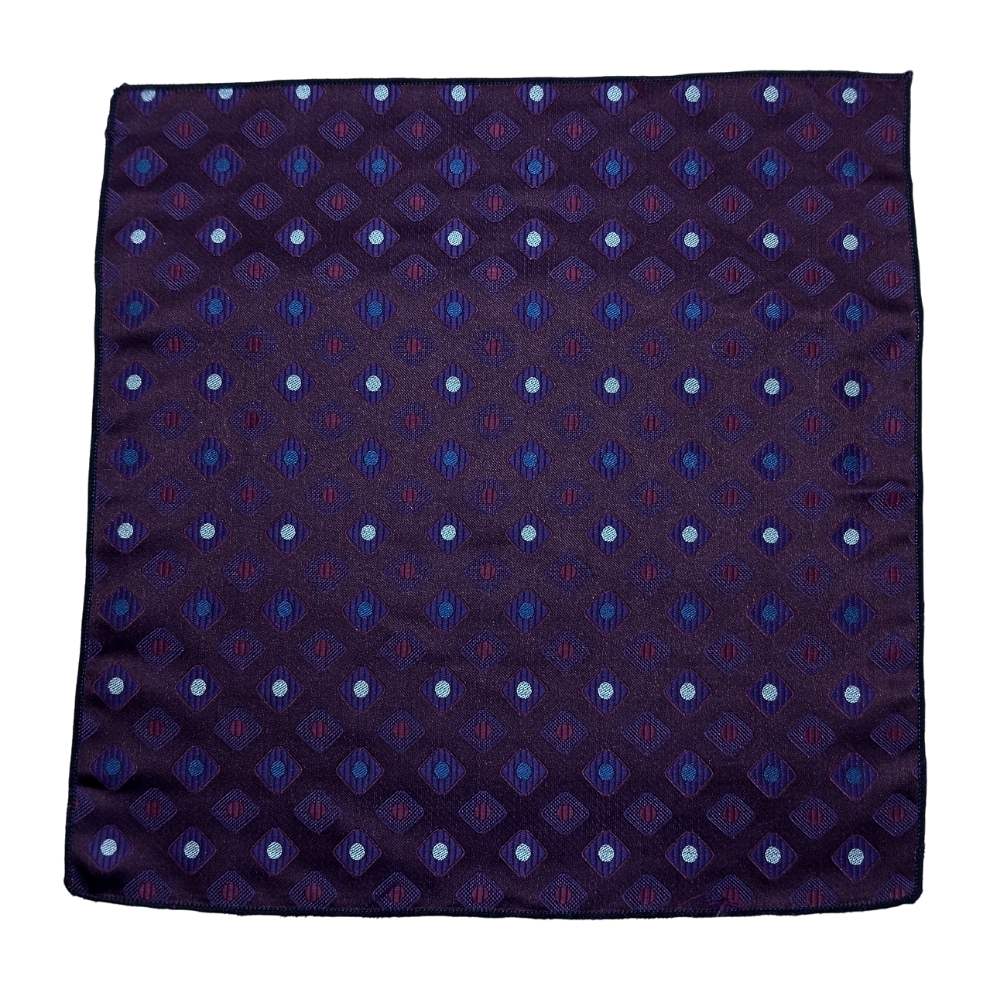 Purple Necktie & Pocket Square Gift Set Microfiber Geometric Design