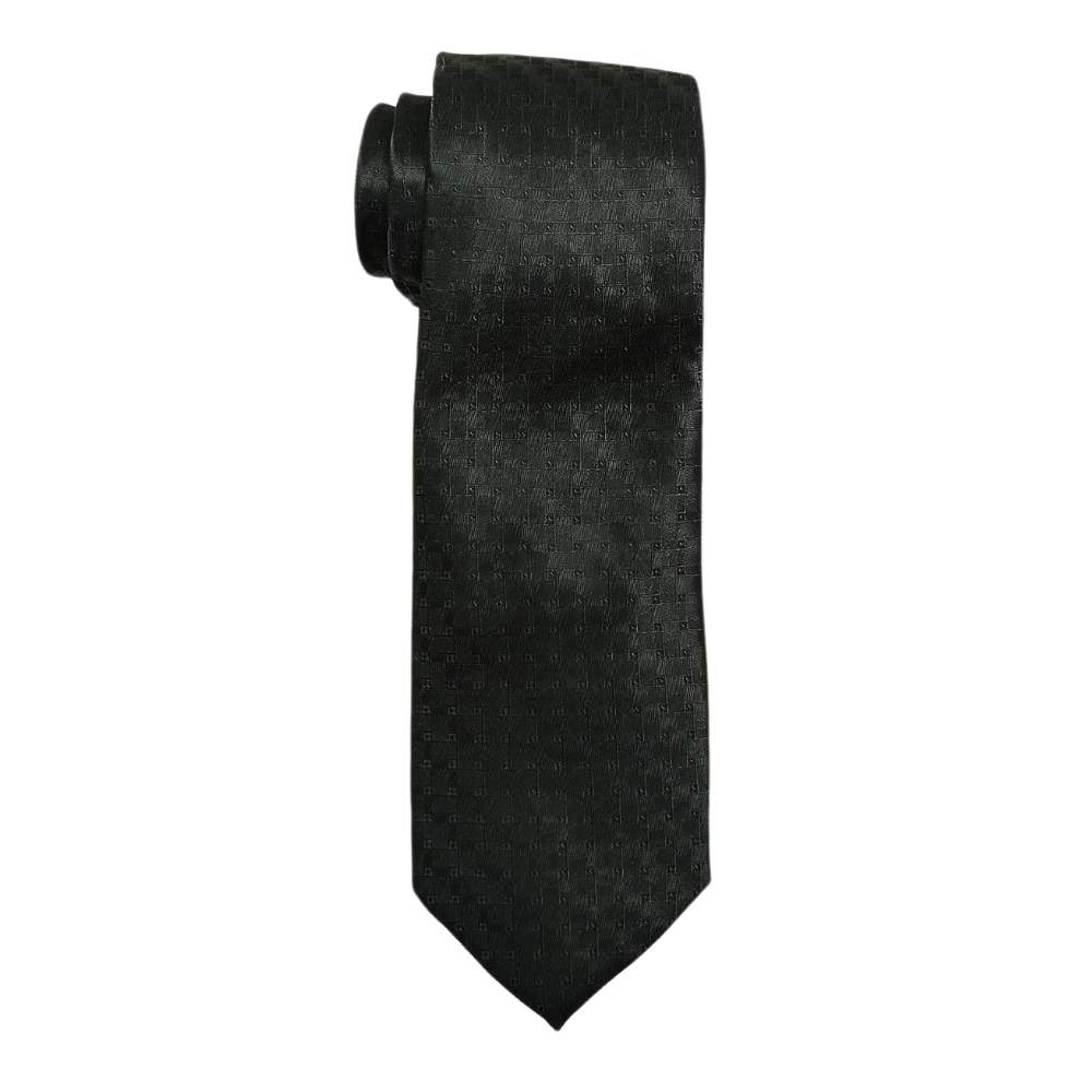 Black Necktie & Pocket Square Gift Set Β Microfiber Woven Design