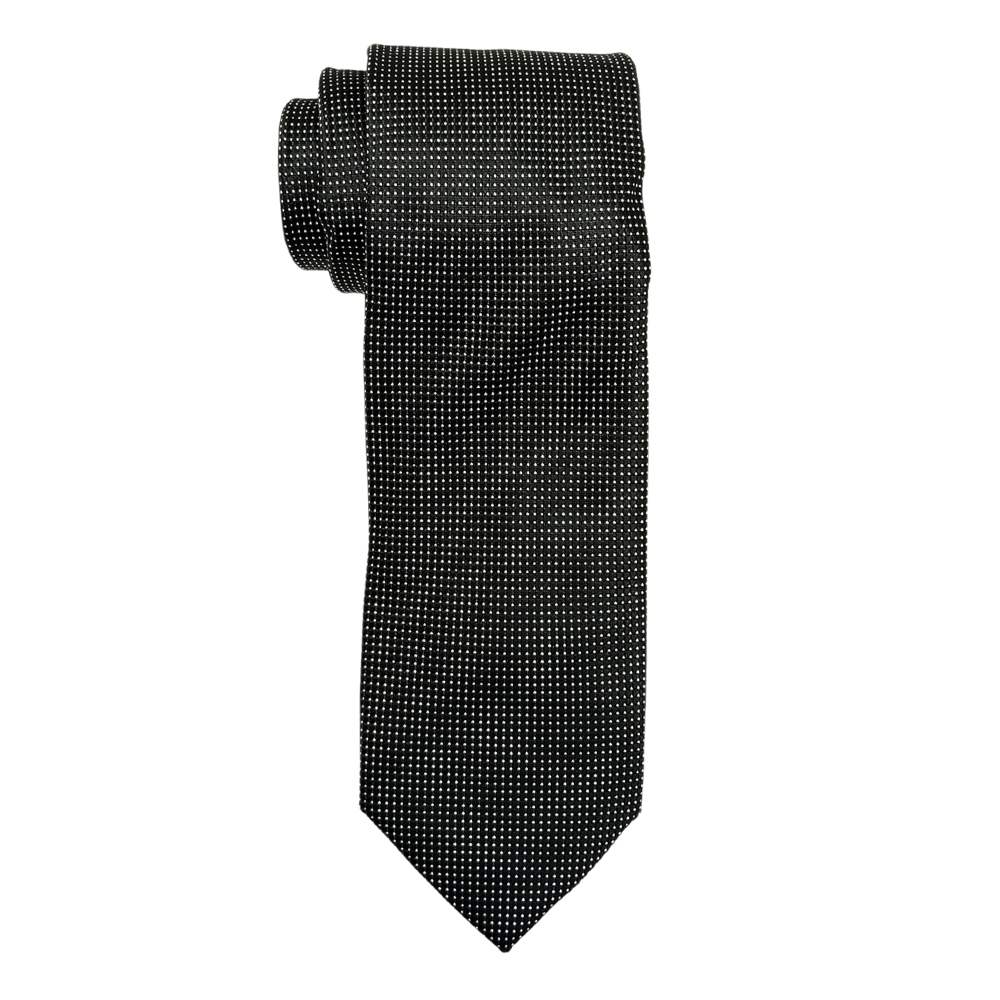 Black Microfiber Necktie Combo with White Dotted Design Gift Set