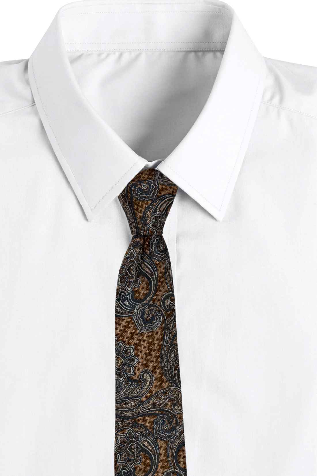 Brown & Blue 100% Silk Necktie for Men Paisley Jacquard Design