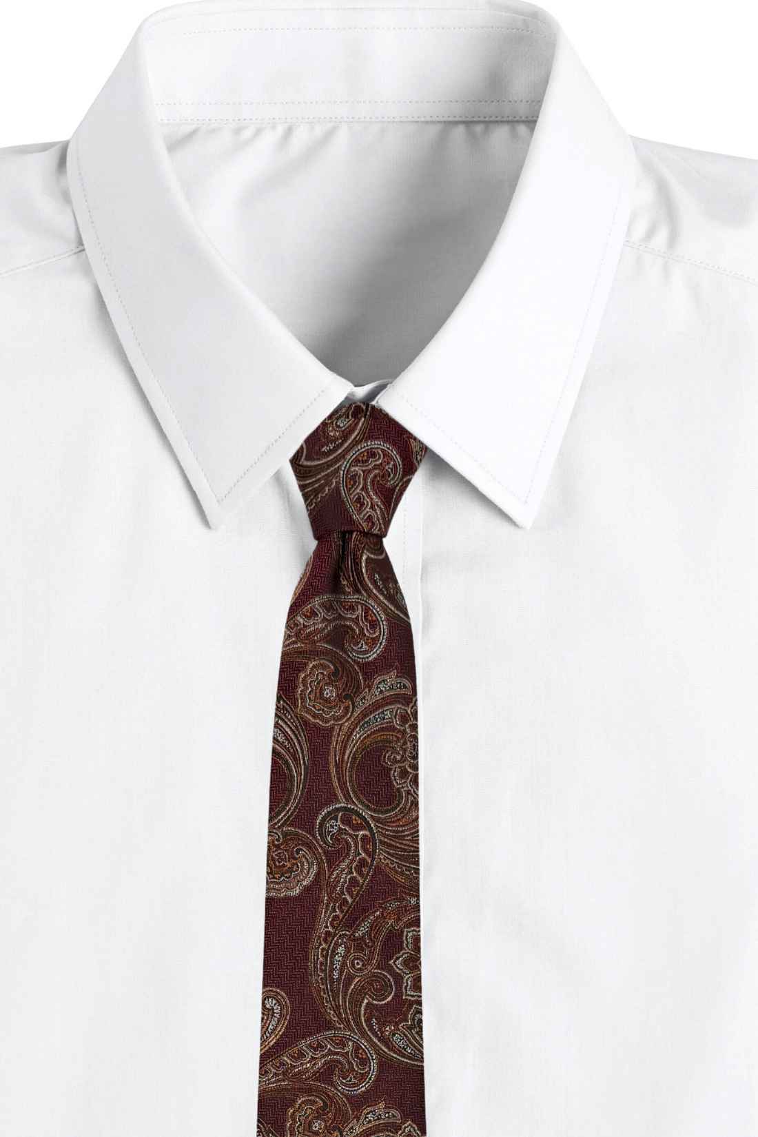 Wine 100% Silk Necktie for Men Ornamental Paisley Design