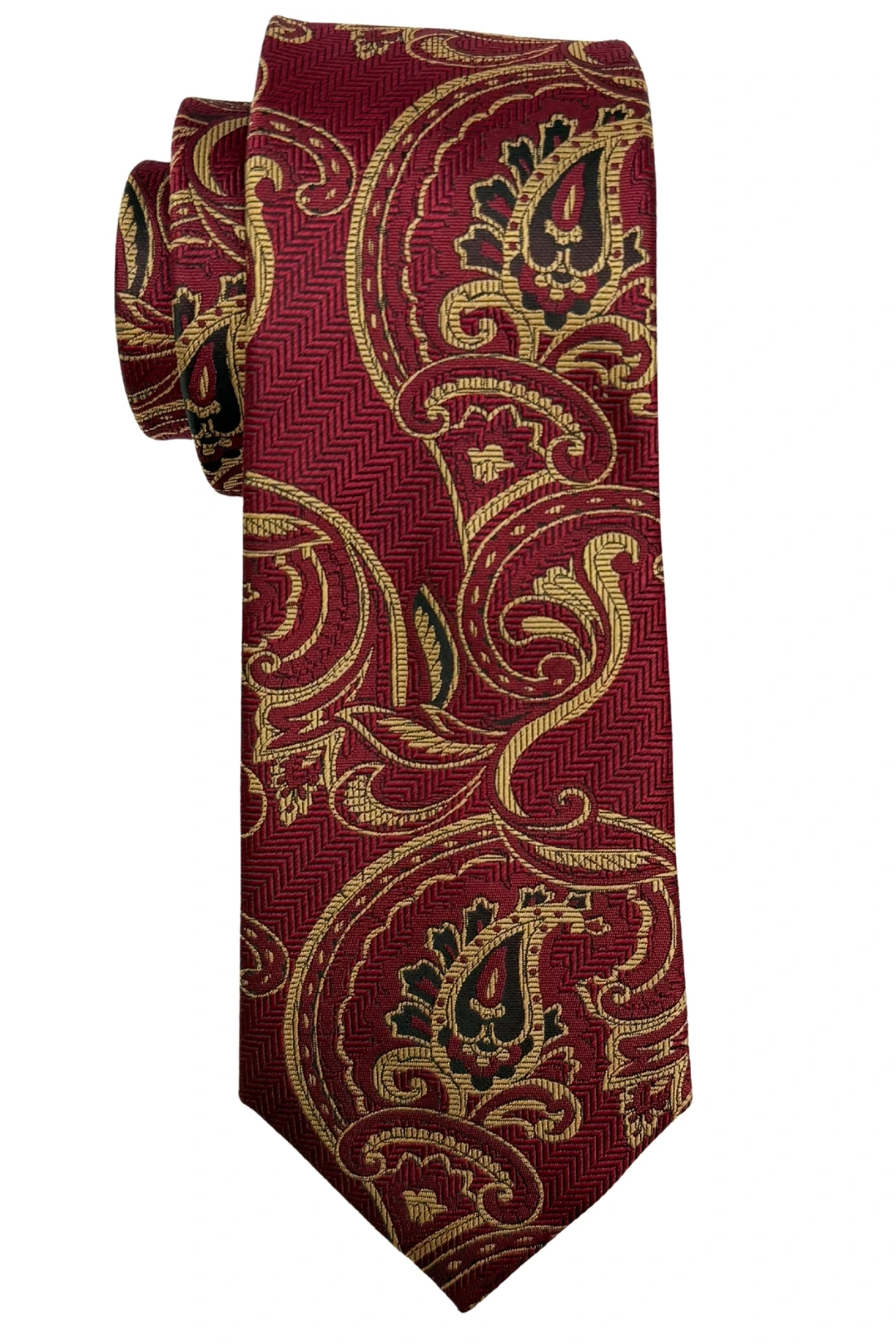 Maroon 100% Silk Necktie for Men Paisley Jacquard Design
