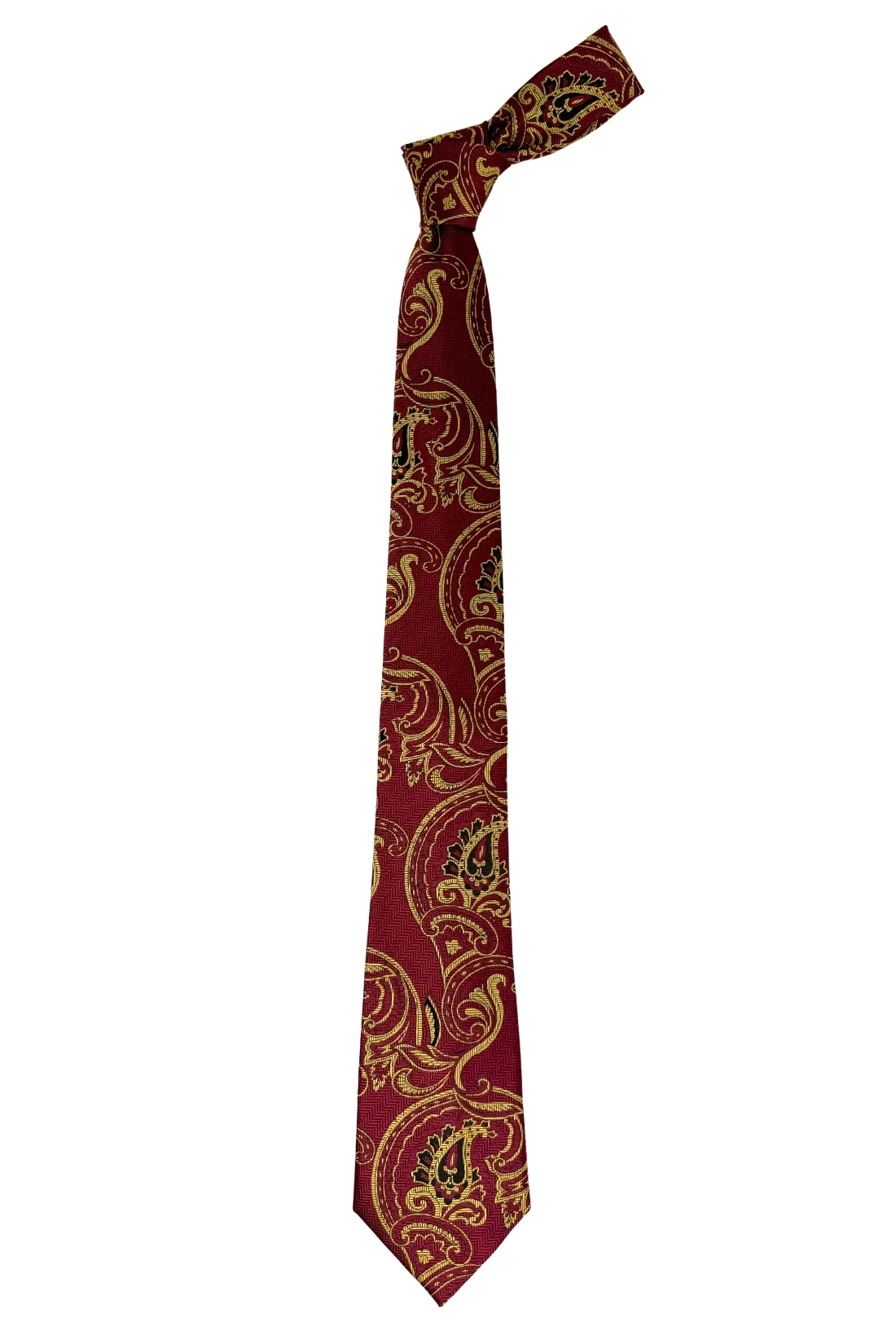 Maroon 100% Silk Necktie for Men Paisley Jacquard Design