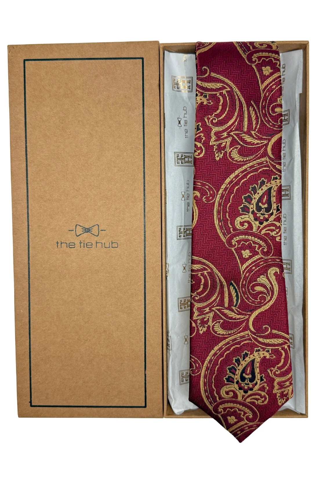 Maroon 100% Silk Necktie for Men Paisley Jacquard Design