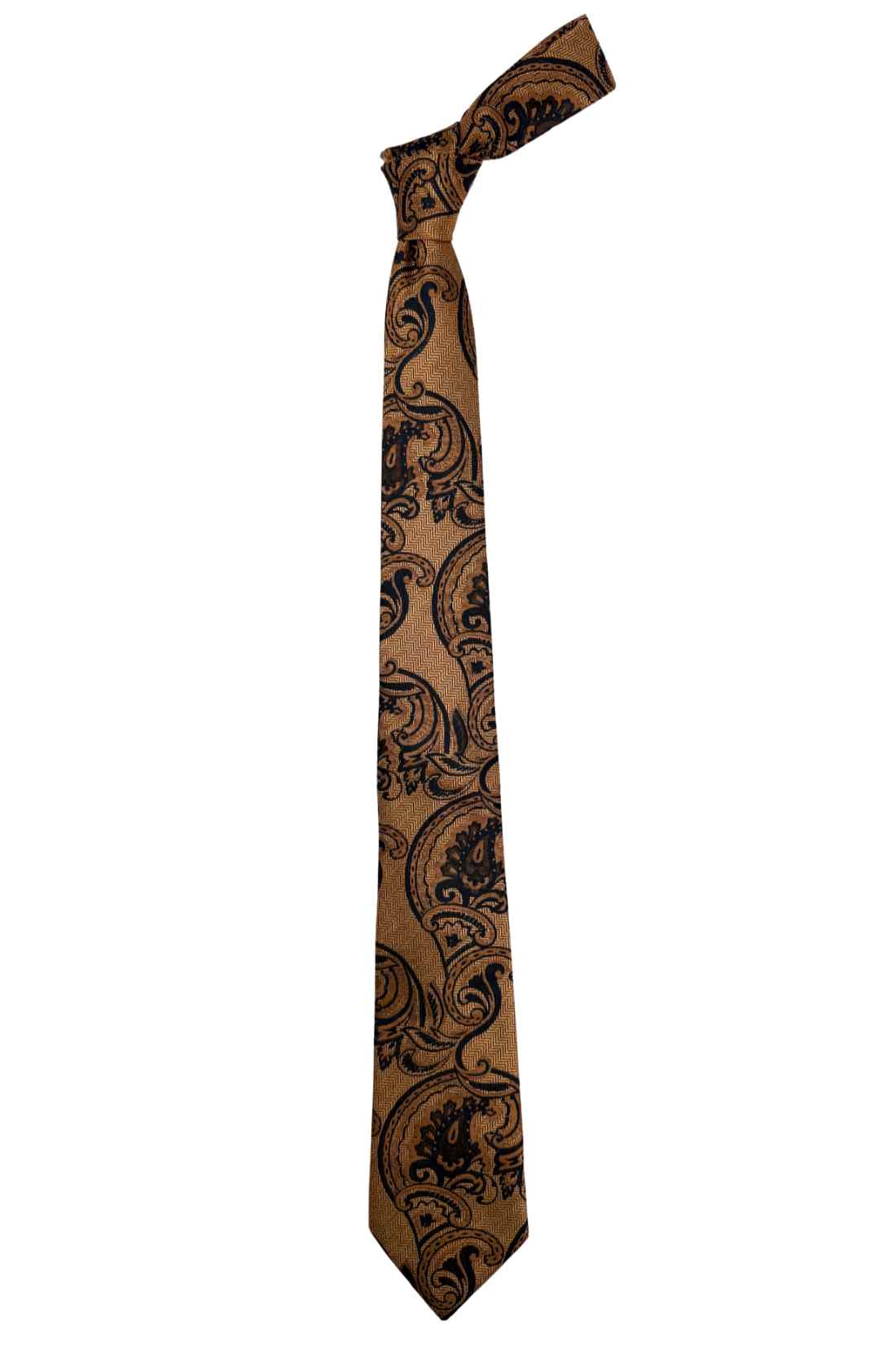 Mustard Yellow 100% Silk Necktie for Men Paisley Jacquard Design