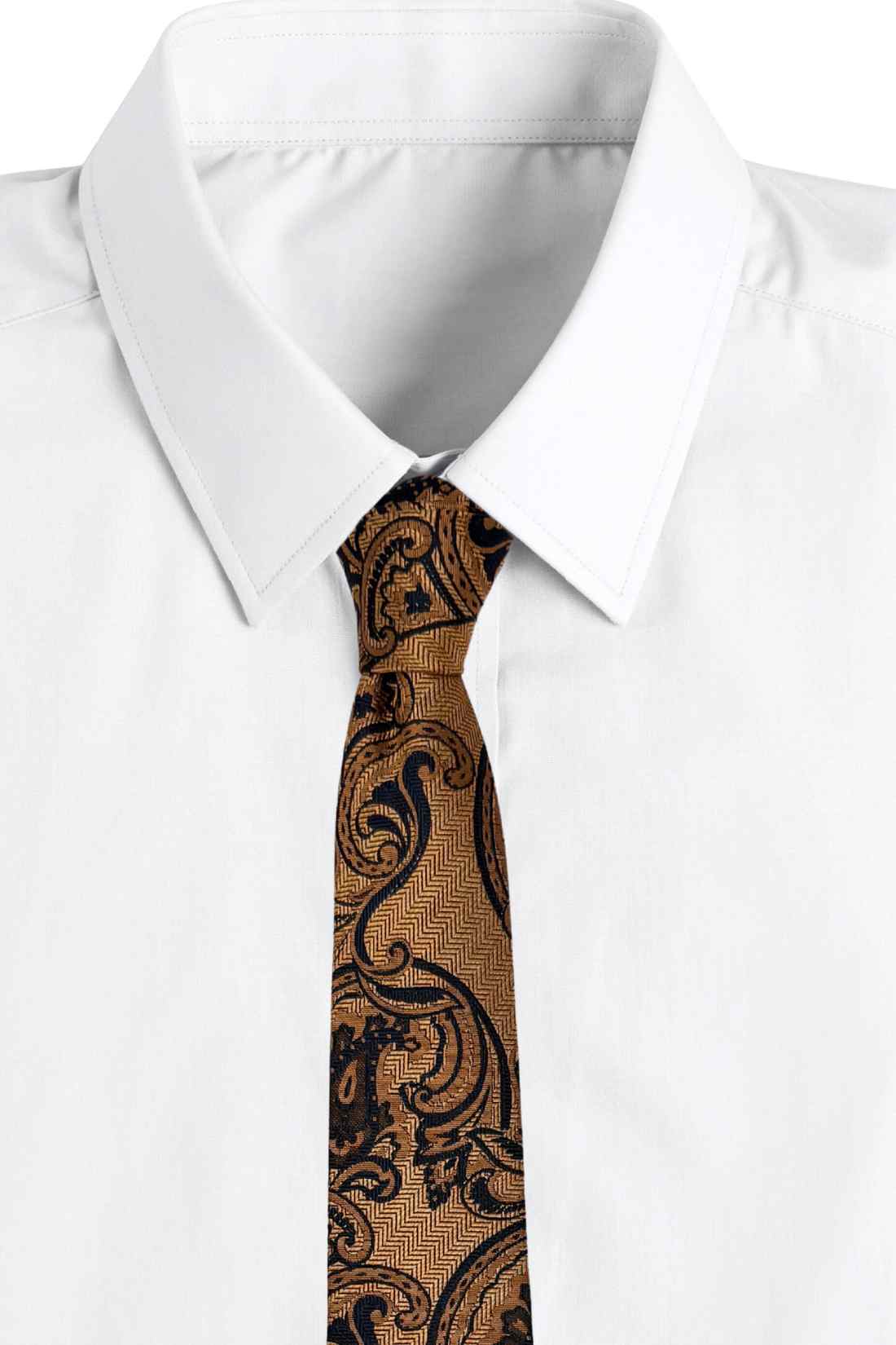 Mustard Yellow 100% Silk Necktie for Men Paisley Jacquard Design