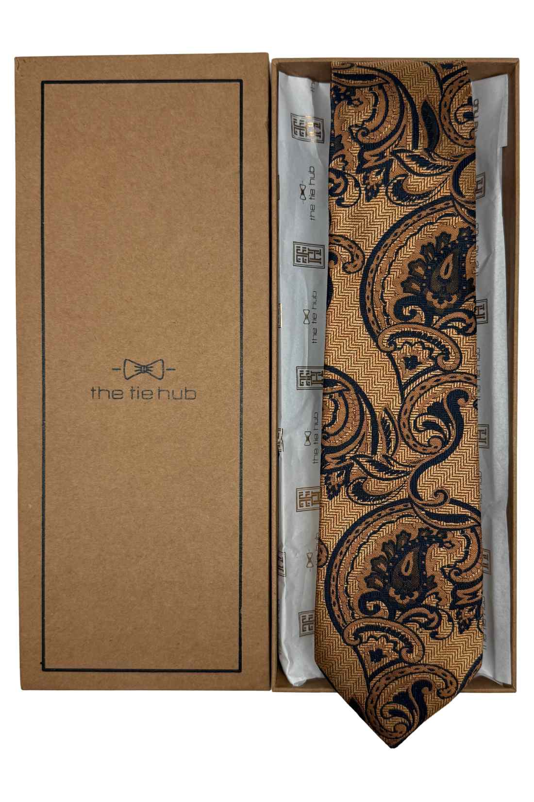 Mustard Yellow 100% Silk Necktie for Men Paisley Jacquard Design