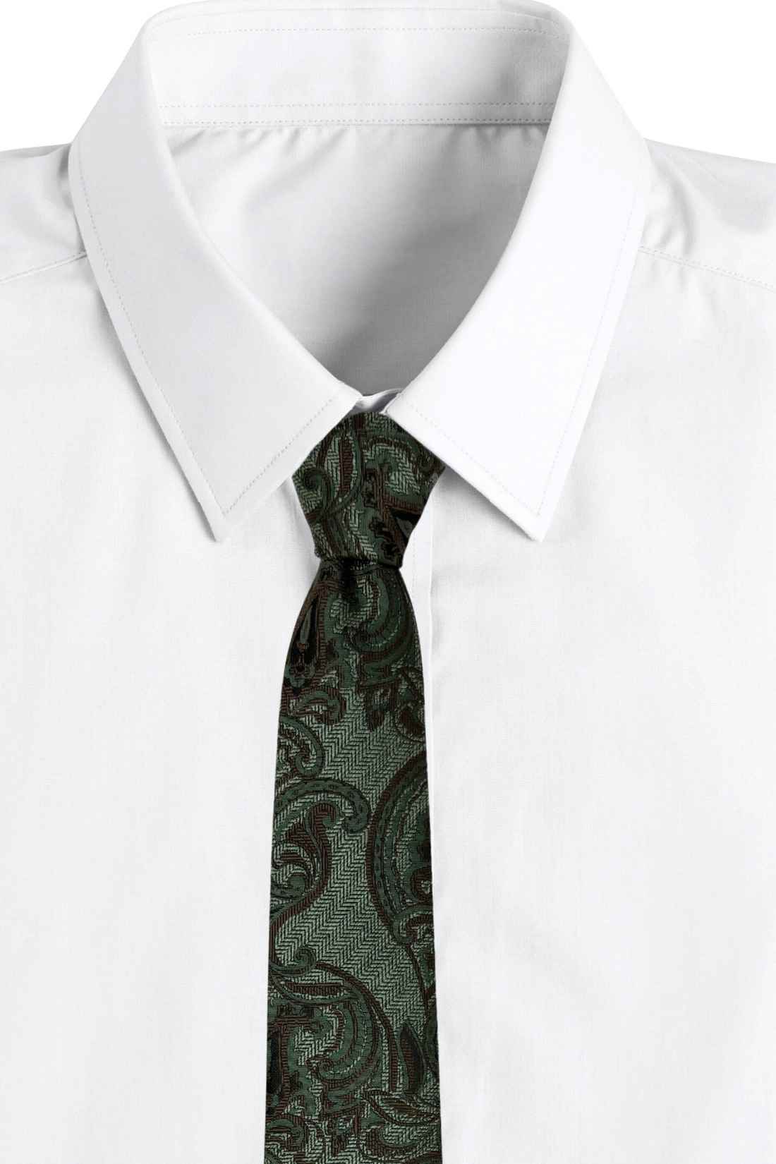 Green 100% Silk Necktie for Men Paisley Jacquard Design