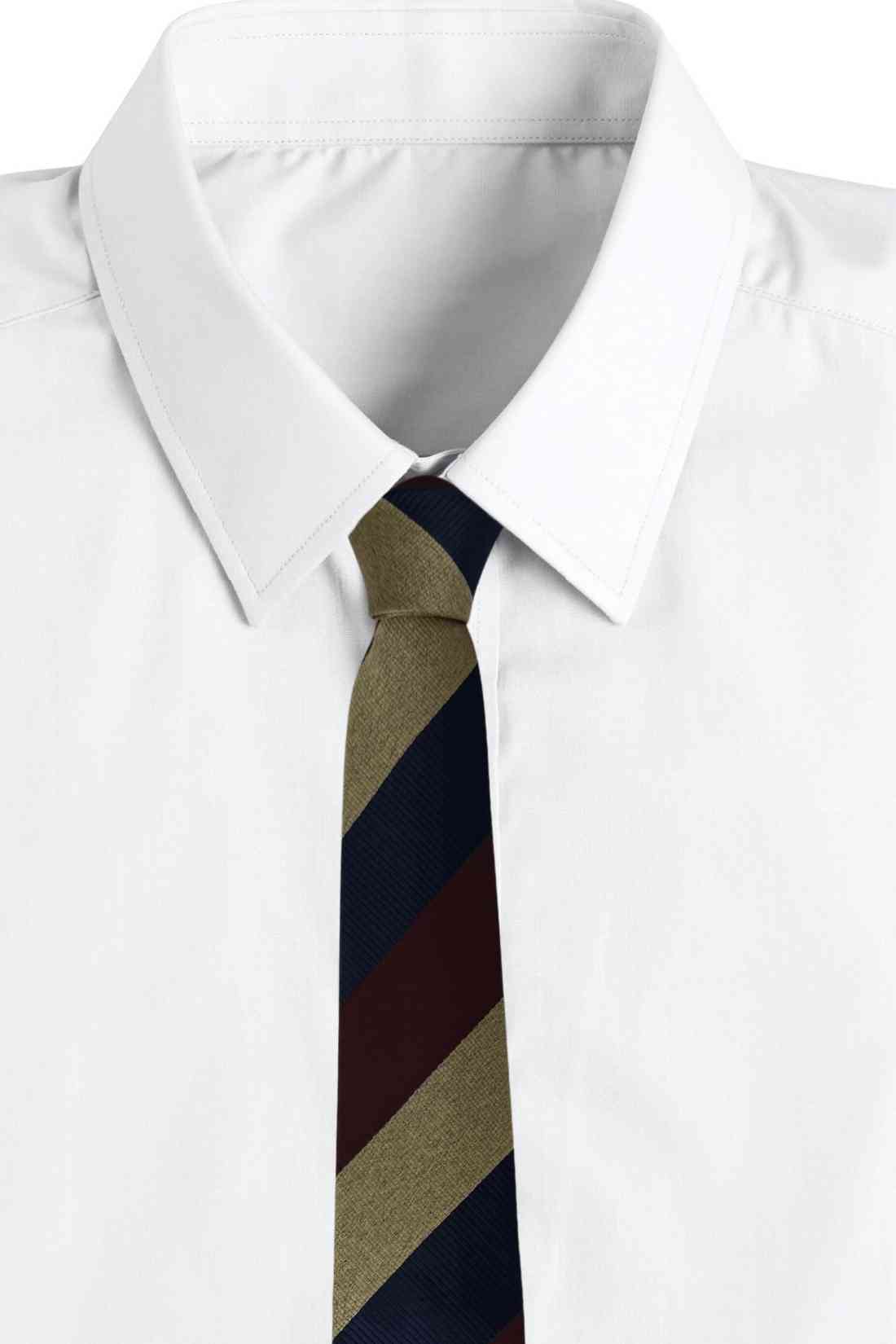 Maroon, Navy Blue & Beige Diagonal Striped Silk Necktie For Men