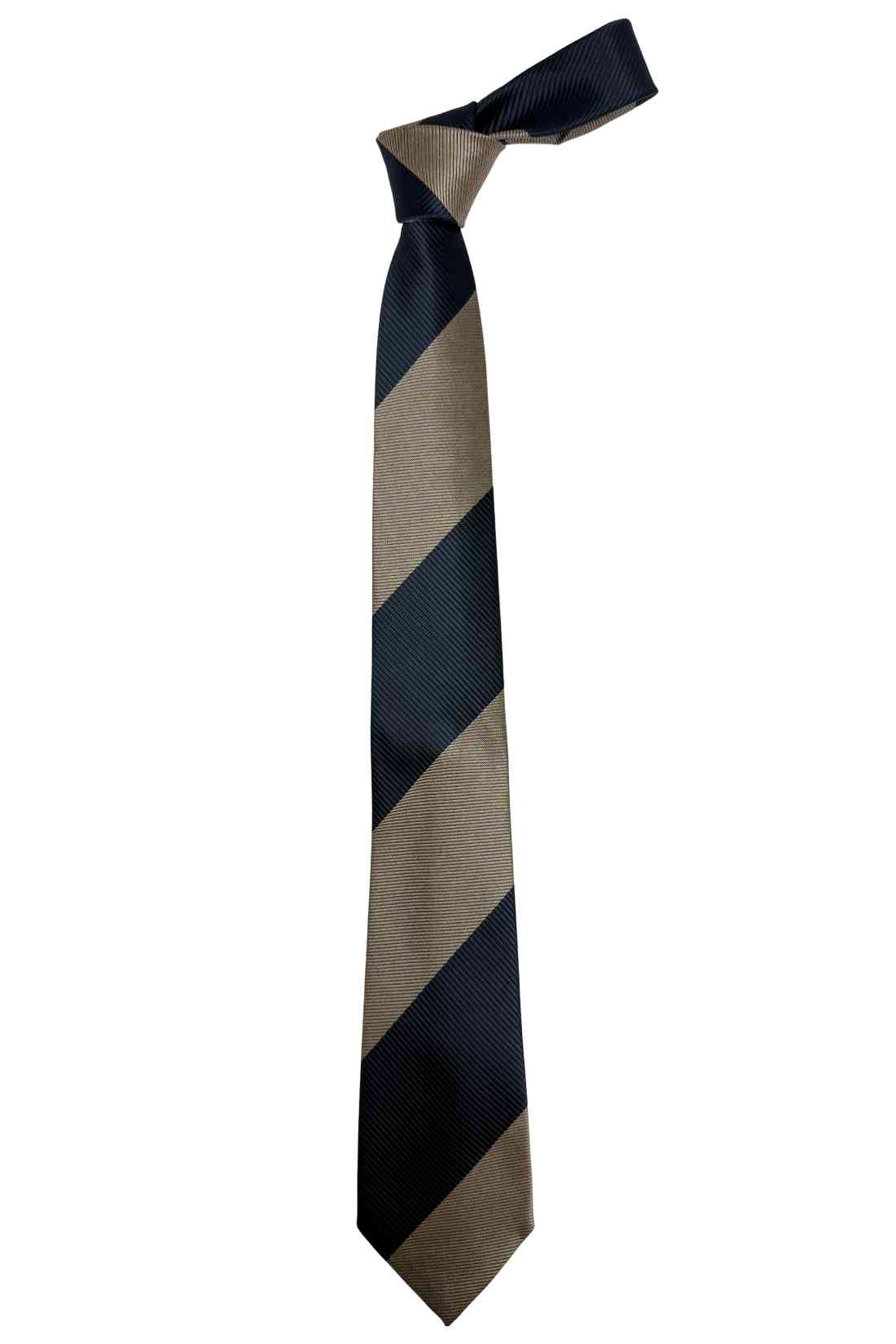 Navy Blue & Beige Diagonal Striped Silk Necktie For Men