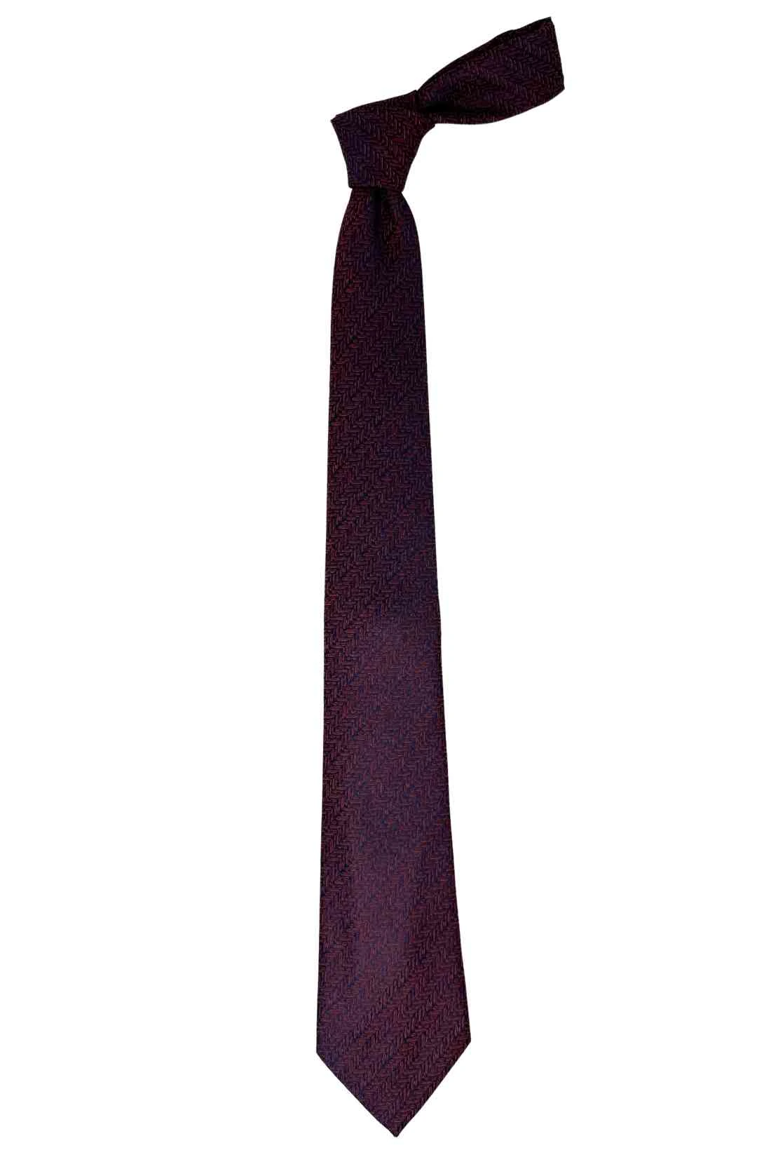 Navy & Maroon Bamboo Silk Necktie For Men | Textured Weave Design