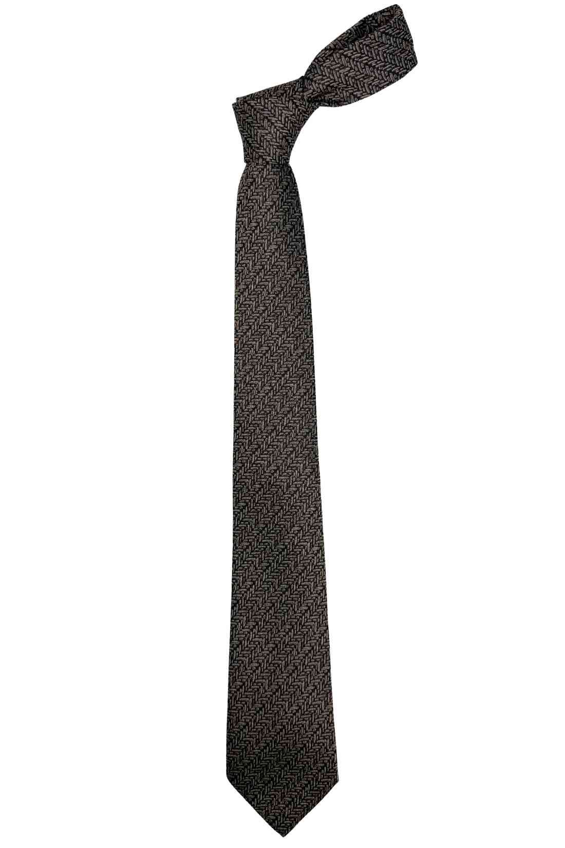Brown Bamboo Silk Necktie For Men | Textured Weave Design