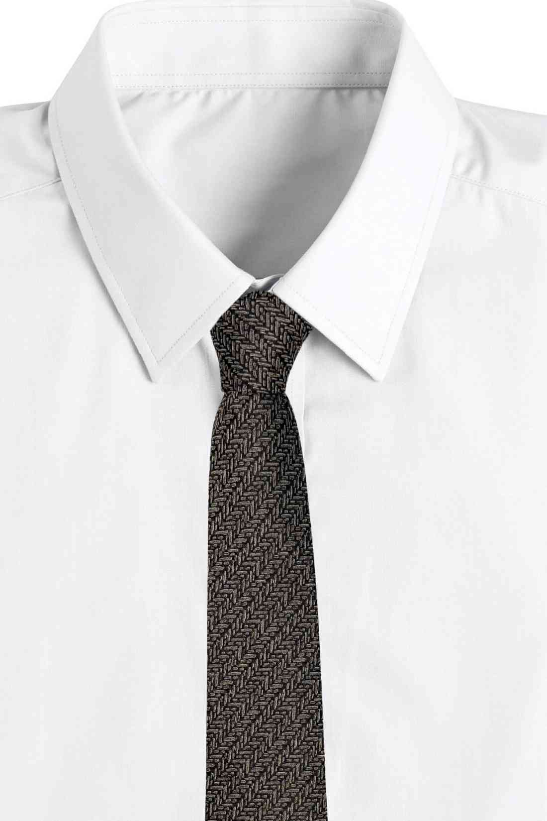 Brown Bamboo Silk Necktie For Men | Textured Weave Design