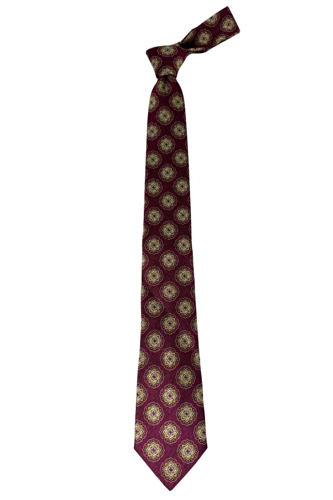 Maroon Bamboo Silk Necktie For Men | Medallion Jacquard Design