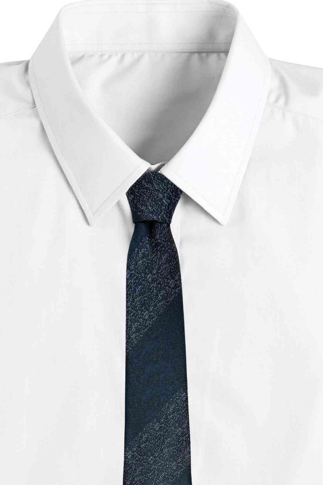 Navy Blue Striped Bamboo Silk Necktie For Men | Diagonal Textured Design