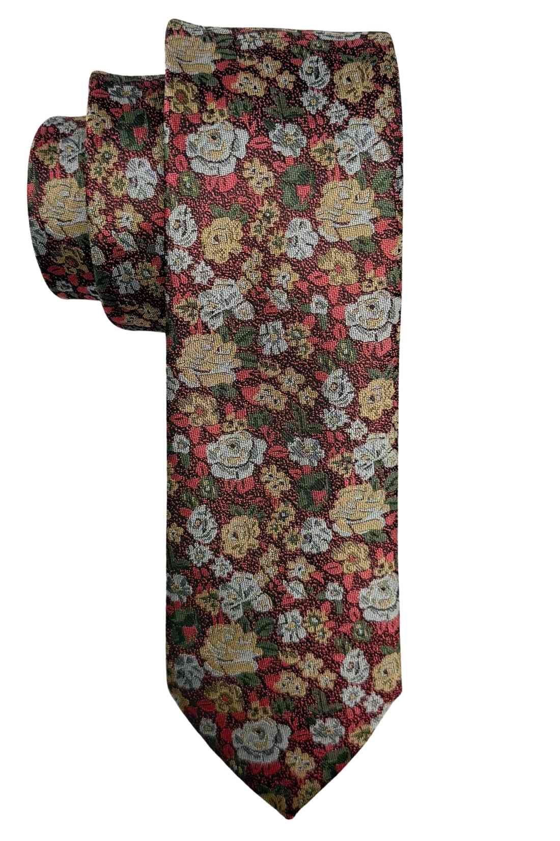 Maroon Bamboo Silk Necktie For Men | Floral Jacquard Design