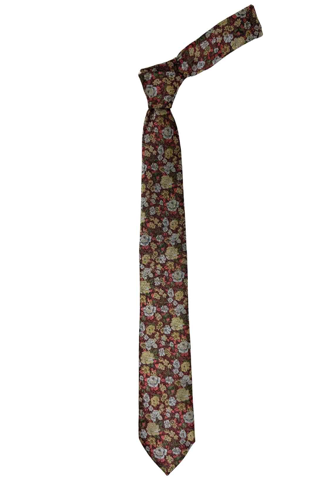 Maroon Bamboo Silk Necktie For Men | Floral Jacquard Design