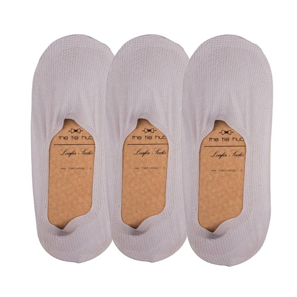 Grey Breathable Solid No Show Loafer Socks (Pack of 3) – Anti-Slip, Comfortable & Lightweight Socks for Men | Premium Daily Wear