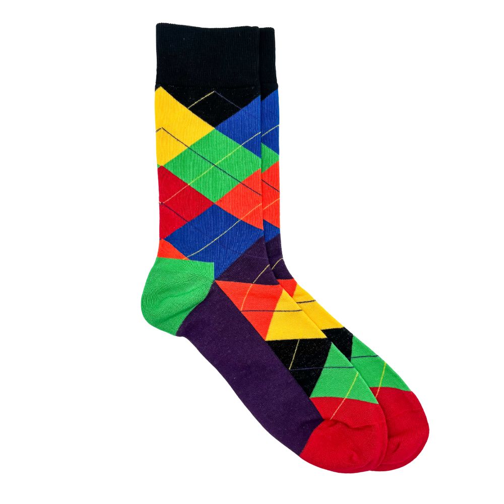 Multicolor Argyle Bright Socks for Men β Cotton Crew Socks