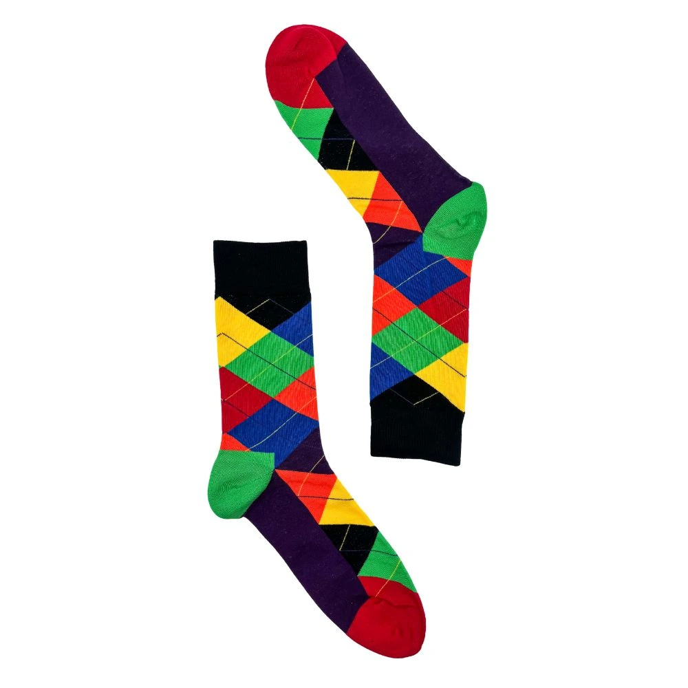 Multicolor Argyle Bright Socks for Men β Cotton Crew Socks