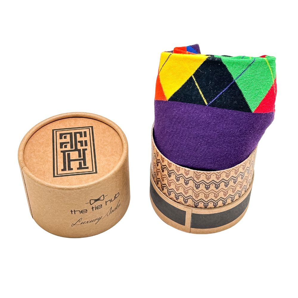 Multicolor Argyle Bright Socks for Men β Cotton Crew Socks