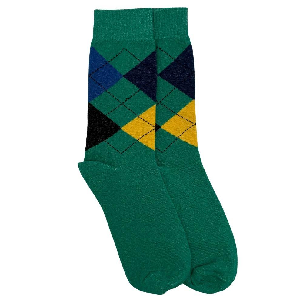 Green Argyle Cotton Socks