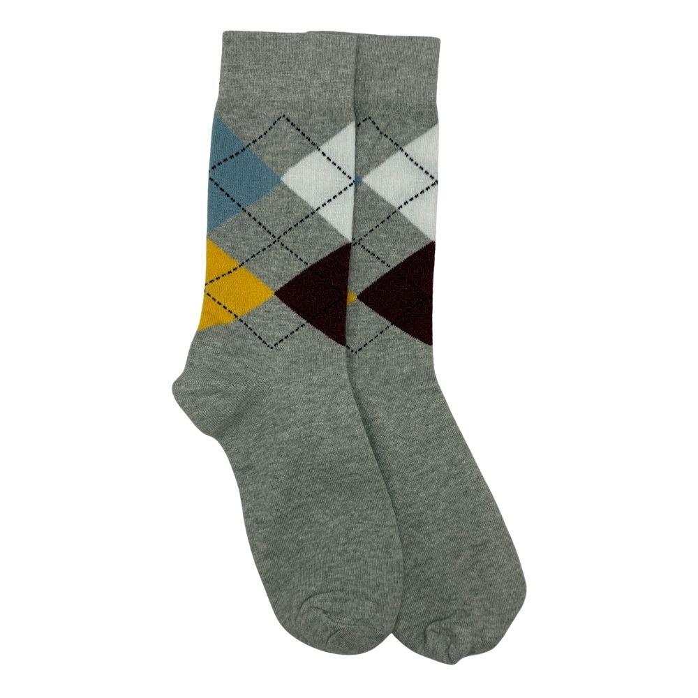 Grey Argyle Cotton Socks