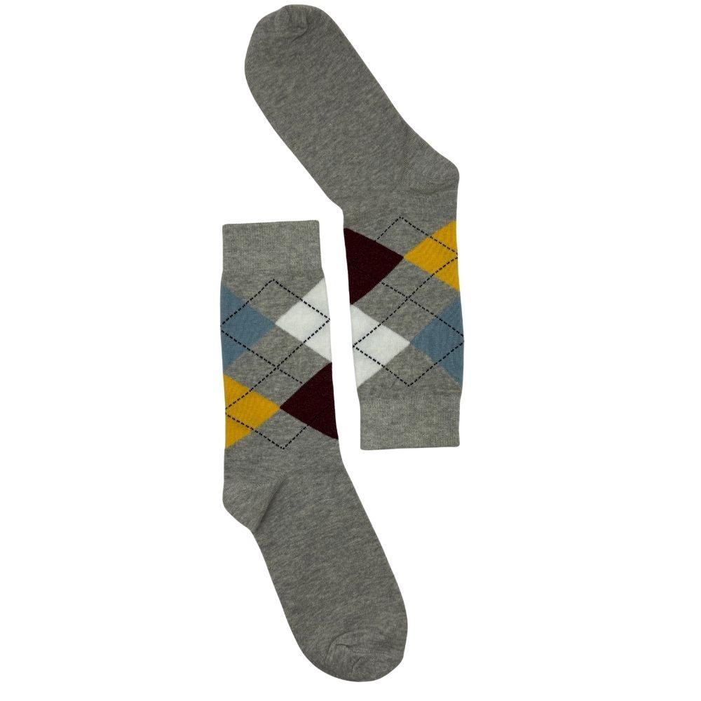 Grey Argyle Cotton Socks