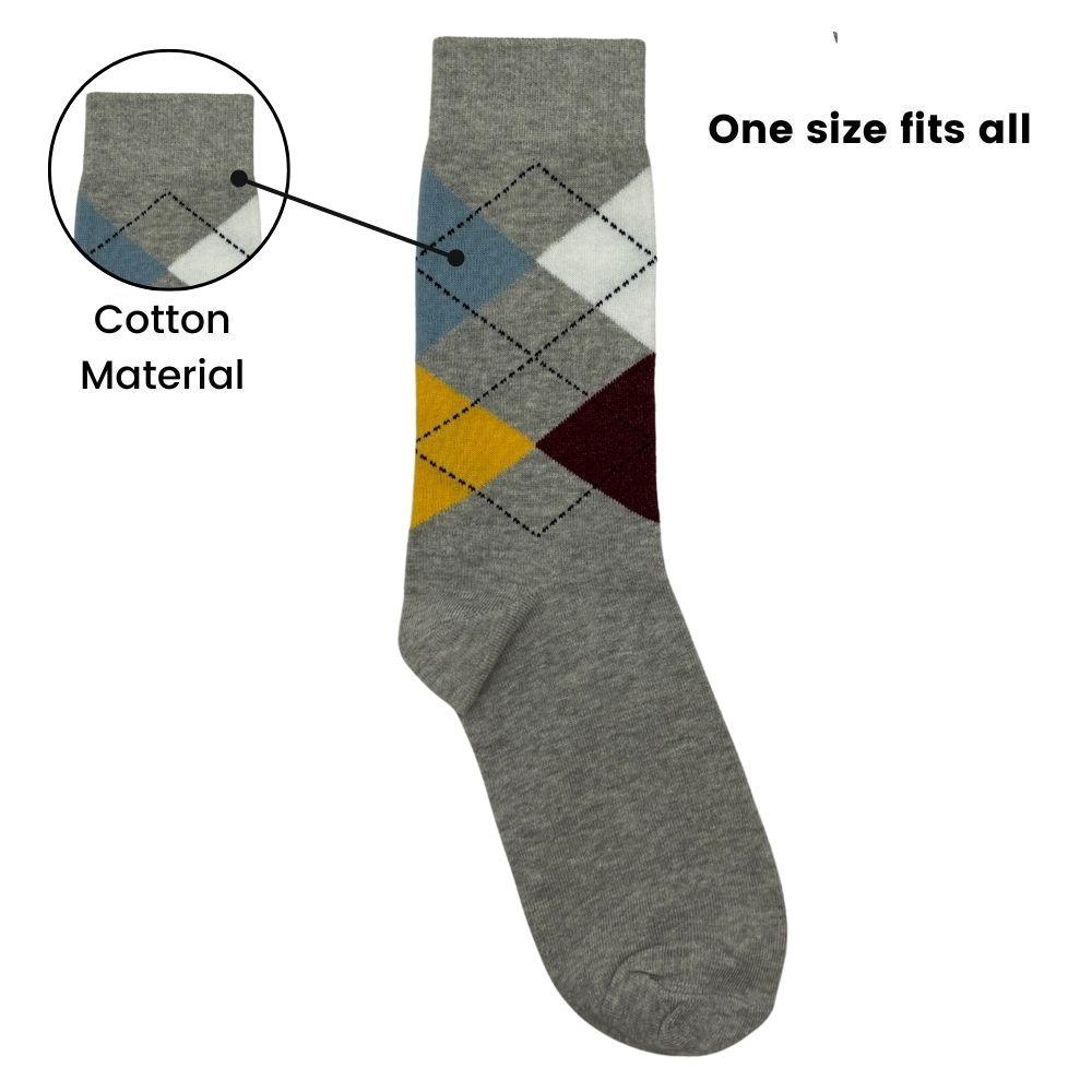 Grey Argyle Cotton Socks