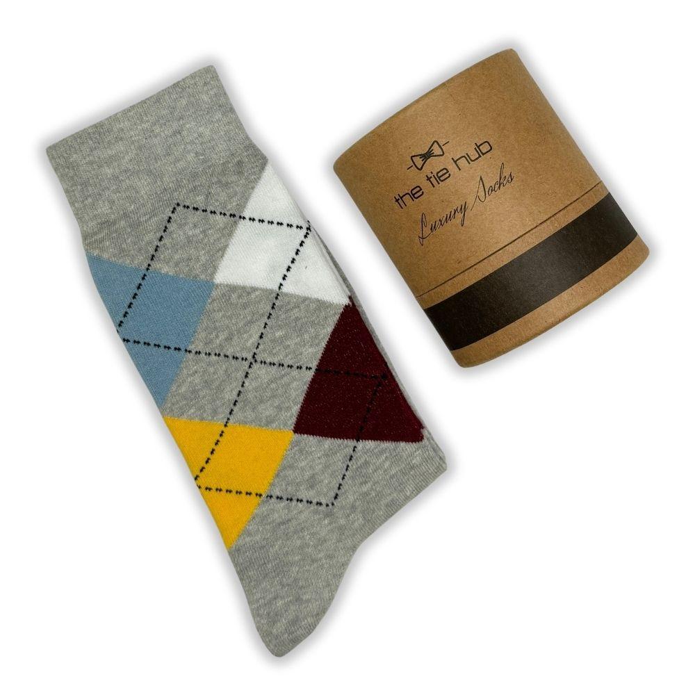 Grey Argyle Cotton Socks